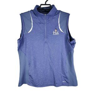 Womens Purple Annika Cutter & Buck Shirt 1/4 Zip Mock Neck Sleeveless Size XL